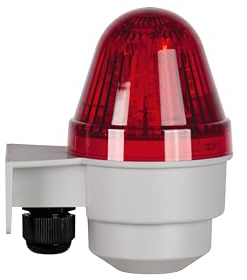 Compro elektronische Kleinhupe ohne Trichter mit roter Led-Signalleuchte (230 V AC, leistungsstark, dauerton/pulston, IP65, Lautstärkeregelung) grau