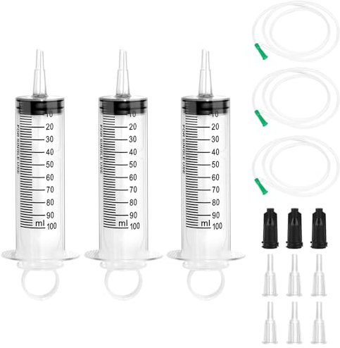 3 Stück Spritzen 100ml, Spritze mit Schlauch,Dosierspritze mit Adapter,große spritze,einwegspritzen 100ml, Kunststoff Spritze für Wissenschaftslabore Garten Industrie und Fabriken