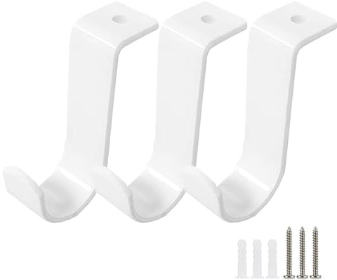 ZAAWUUT Staffe per tende da soffitto, confezione da 3 supporti robusti per tende da 2,5 cm, ganci in metallo per asta per tende per casa, patio, ufficio (bianco)