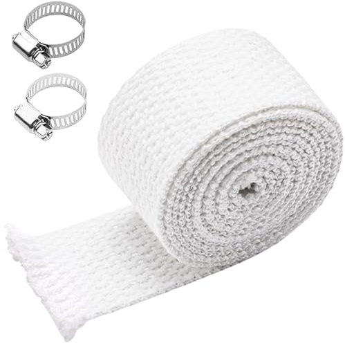 Hitzeschutzband Auspuff Weiß, 25mm Standheizung, 400cm Hitzeschutzband für Auspuff, Hitzebeständiger Schlauch, Isolierung Schlauch High Temp Fiberglass Sleeving Für Heizungen Air-Klimaanlage (400)