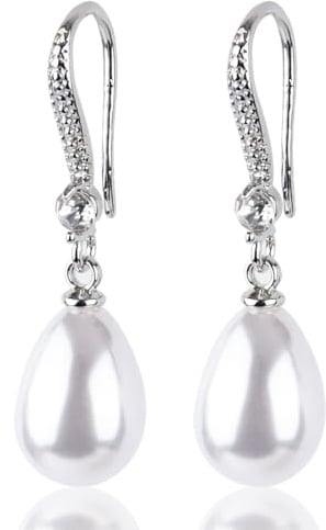 GWAWG Sterling Silver Pearl Drop Earrings,Shiny Exquisite Light Earrings,Pearl Dangle Earrings,Wedding Bridal Valentine's Day Earrings for women
