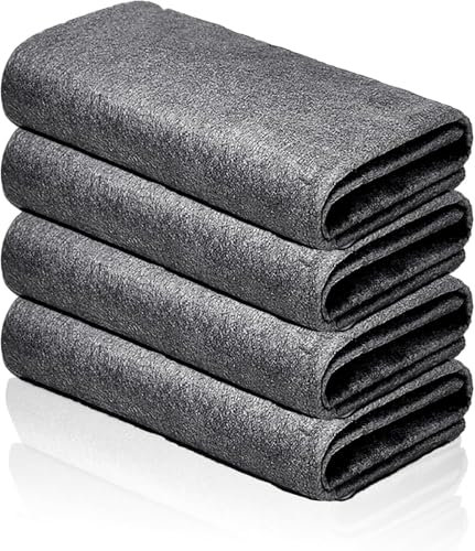 QttvbTna 4 Pcs Glass Cleaning Cloth, Reusable Glass Cleaning Rag, Mini Size Magic Cleaning Cloths, Streak Free Washable Cloth Duster for Home, Kitchen, Cars Window Black