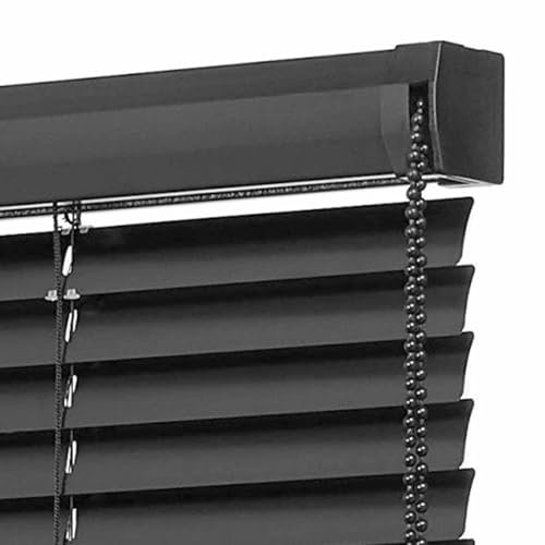DZHTUF Tende Veneziana in Alluminio Nero, Tende A Lamelle da 25mm, Tende Orizzontali Oscuranti con Perline di Risparmiare Lavoro, Persiane per Porte E Finestre Interne, su Misura,W×H-90x175cm/35x69in
