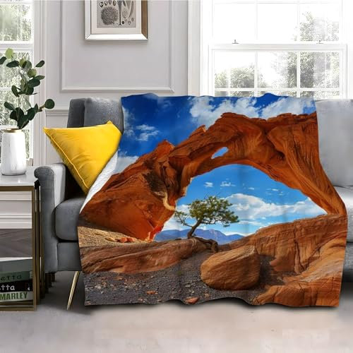 3D Drucken Kuscheldecke 70x100cm WüSte Gobi Wohndecke Flauschige Warm Weiche Schmusedecke Sofadecke Jungen Mädchen für Wohnzimmer, Schlafzimmer, Camping, Picknick