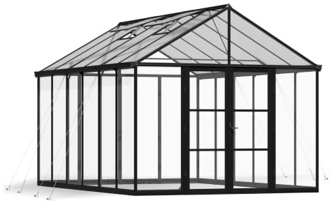 Canopia Gewächshaus, 3 m, Serie für den Außenbereich, begehbar, kristallklare Polycarbonatplatten, Aria (Schwarz, 3 x 4.5 m)