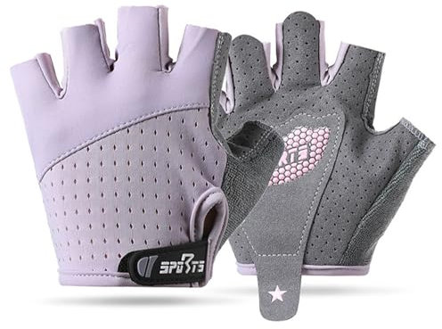 FYting Guanti Bici Bambino,Guanti Ciclismo,Guanti Mtb,Comotti e Traspiranti, Palme da Protezione Anti-Slip per Pattinaggio su Ghiaccio, Biciclette, Scooter, Sport AllAperto(Viola,L)