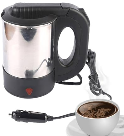 Caldera de agua del coche | Calentador de agua eléctrico de 12V/24 V, taza de calefacción con tapa impermeable, ideal para camiones, automóviles, viajes, conductores de camiones, soporte a largo plazo