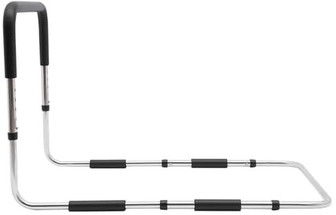 Bettseitige Armlehne für Senioren, Schwangere und Menschen mit Behinderungen, Rausfallschutz und rutschfest, höhenverstellbar (46-56 cm)Bett Aufstehhilfe Bettgriff aus hochfestem Kohlenstoffstahl