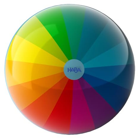 HABA Kinderball Regenbogen – 14 cm, mit Ventil, robuster Kunststoff, Spielball mit Regenbogenfarben, für drinnen & draußen, ab 2 Jahren – 2012749001