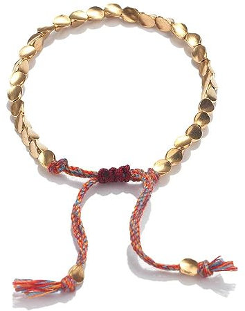 Generico Bracciali di rame tibetano perline, bracciale corda intrecciata, Bangles buddista, regolabile