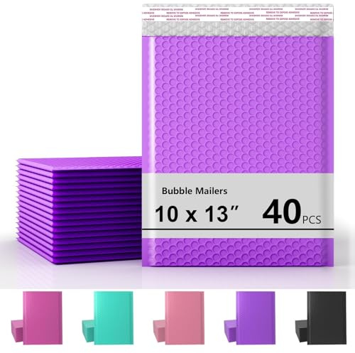 10 x 13 Inch Bubble Mailer 40 Pack, Waterproof Padded Envelopes