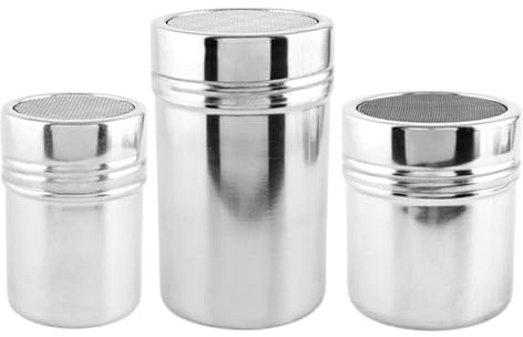 Sugar Container - Salt Shaker - Chocolate Powder Shaker | Powdered Sugar Duster For Baking | Chocolate Shakers For Coffee, 3X Stainless Steel Container Kitchen Cooking Equipment For Tea, Baking