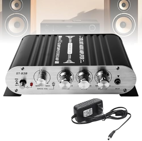 Leikurvo Amplificatore HiFi, amplificatore stereo 2.1CH, RMS 20Wx2+40W ST-838 Mini HiFi Amplificatore Subwoofer Uscita ClasseD, Bass e Treble Regolatore Stereo