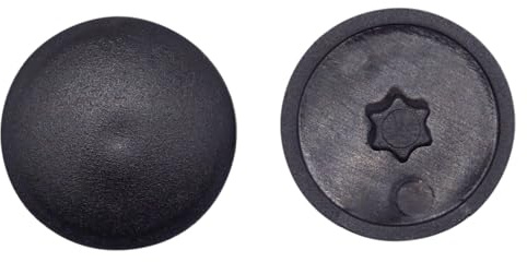 SKIR'CO (50 Stück) Torx Schraube Schwarz Kunststoff Abdeckkappen T25 Schraube Clip auf Kunststoffabdeckungen 15mm Durchmesser RAL 9005 Farbe