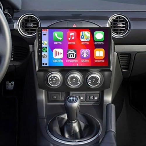 9 Zoll Android Doppel Din Autoradio für Mazda MX-5 2005-2021 mit Wireless Carplay Android 14, 4+64G Touchscreen Display DAB+ Radio Bildschirm Bluetooth GPS Navi AHD Rückfahrkamera FM/RDS SWC
