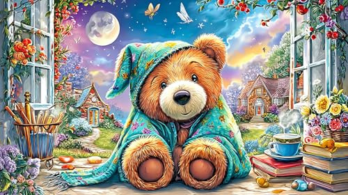 Cartoon-Bär Puzzle Für Erwachsene 1000 Teile - Recyclingpapier Wanddekoration & Spaßiges 38x26/1000pcs