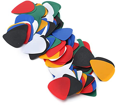 TOPINCN Buntes Gitarrenplektren-Set aus Starkem Kunststoff, 0,46 Mm Dick, Plektren Zum Gitarrenspiel, 100 Stück, für Anfänger Zum Üben oder Als Ersatz