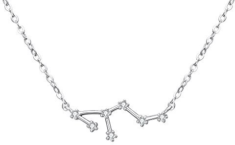 Clearine Halskette Sternzeichen 925 Sterling Silber Cubic Zirconia Sternbilder 12 Horoskop ''Löwe'' Astrologie Anhänger Kette Klar für Damen Mädschen