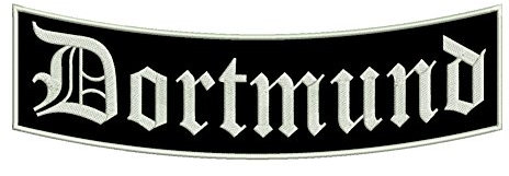 Wolfszeit Aufnäher Dortmund - EIN unterer Bogen B1 mit ca.35x11cm - Stadtname - Städtepatch