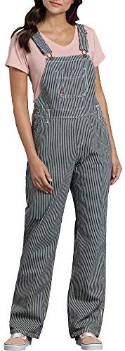 Dickies Donna, Salopette comoda Bib dal taglio dritto, RISCIACQUATO HICKORY STRIPE, S