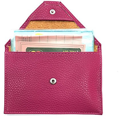 LOLUNA® Pochette Format enveloppe pour Papier Voiture, Carte Grise, permis Conduire Tout en Cuir Plusieurs Couleur Homme et Femme (Fuchsia)
