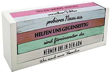 DIY Familienregeln Holz Pastellfarben 19 cm x 10 cm