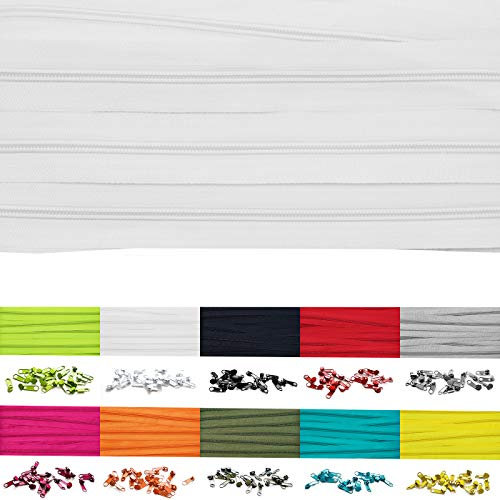5m Endlosreißverschluss 5mm mit 10 zipper reißverschluss endlos Weiß