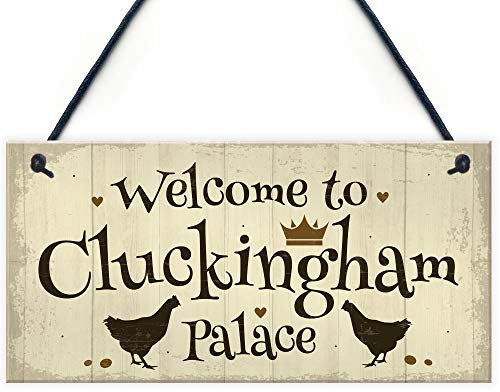 Red Ocean Welcome To Cluckingham Palace Novelty Garden Hanging Plaque Chicken Hen Sign