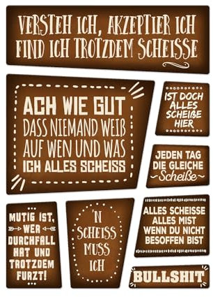 Statement Kühlschrankmagnete im 8er Set zum Thema: Alles scheiße Negativ Tag