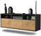 Dekati Lowboard Kansas City hängend (136x47x35cm) Korpus anthrazit matt - Front Holz-Design Eiche - Push to Open