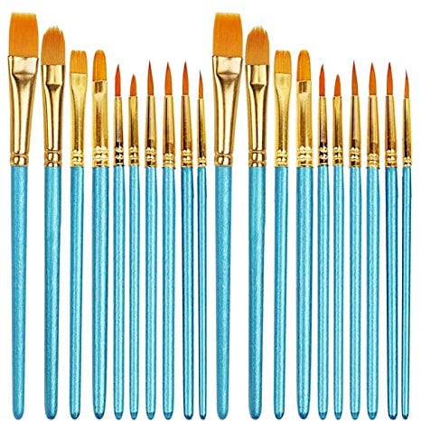Paint Brushes, 20 Pcs Face Paint Brushes for Children Watercolor, Acrylic and Oil Painting Suitable for Decorations, Models, Figurines, Nail Art