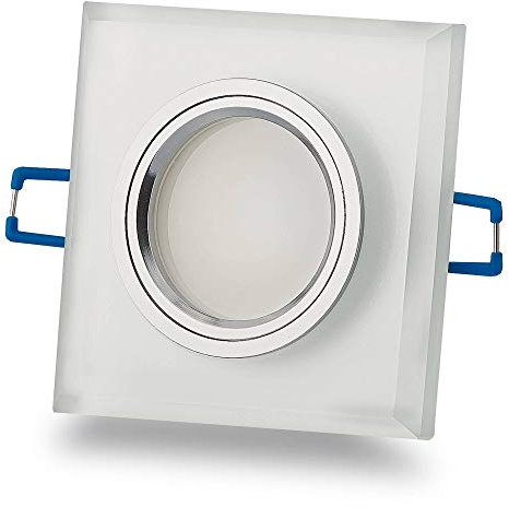 LED Einbaustrahler 10W warmweiß aus Glas 230V - GU10 Einbauleuchte eckig-Weiß-Matt 75mm Bohrloch Deckenspot Einbau-Spot Strahler
