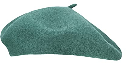 Gllutt Damen-Baskenmütze aus Wolle, französischer Stil, einfarbig, Blau Grün, Einheitsgröße