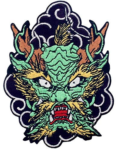 Aufnäher, bestickt, Design: Der brüllende Drache, zum Aufbügeln oder Aufnähen