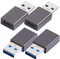 PEARL Laptop Zubehör: 4er-Set Adapter USB-Typ-A-Stecker auf USB-C-Buchse, Aluminiumgehäuse (USB C Adapter auf USB 3.0, Kupplung, Apple iPhone Ladekabel)