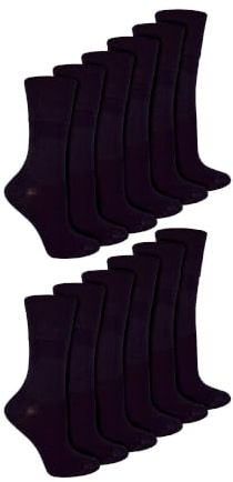 IOMI - 12 Pair Multipack Ladies Diabetic Bamboo Socks | Womens Extra Wide Seamless Socks with Non Elastic Gentle Grip Top