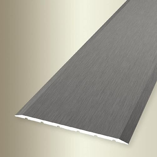 PROVISTON | Übergangsprofil | Breite: 80 mm | Höhe: 0-99 mm | Länge: 900 mm | Aluminium eloxiert | Glatt | Edelstahl Fein Geschliffen | Selbstklebend