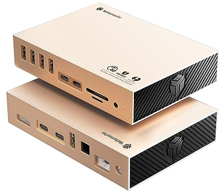 USB C Dock 8K Display, Yottamaster 15 in 1 40Gbps USB-C Docking Station per Laptop, DisplayPort, 60W Laptop Charging, S/PDIF, Audio, 6 USB, Gigabit Ethernet, SD/TF-oro rosa