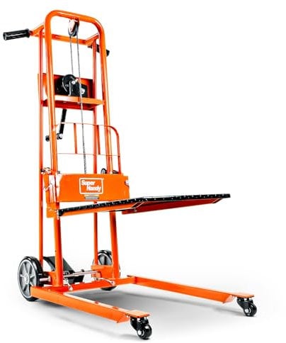 SuperHandy Materiale impilatore per recinzioni di sollevamento, carrello per pallet, tavolo sollevatore, sollevatore, 150 kg, forza di sollevamento massima di 101,6 cm con ruote da 20,3 cm, ruote