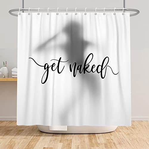 SDOTPMT 150x180cm Nackt Werden Duschvorhang Sexy Dame Körper Silhouette Lustig Duschen Thema Weiß Badvorhang Mysteriös Frau Schatten Dusche Vorhang für Badezimmer Polyester mit Haken