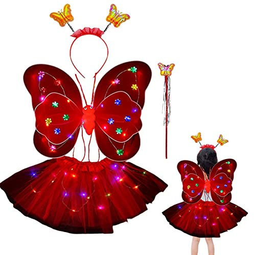 Fairy Princess Costume | Fairy Princess Dress Up Set With Wing - Girls Princess Fairy Costume Set With Wings, Wand And Headband For Children Ages 3-10
