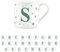 Purely Home Letter S Star Mug - Bone China White Coffee/Tea Present Gift - Alphabet Letter Mug with Stars in Teal Green Blue