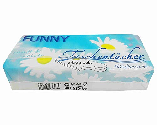 100 Stk. Funny Taschentücher sanft und weich, 3-lagig weiß