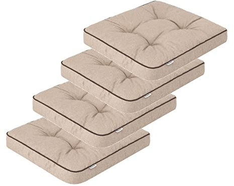 shivler Gartenstuhlauflage Gartenstuhl Auflage Sitzkissen Stuhlkissen Stuhl Sitzauflage Kissen (4 Stck., Beige)