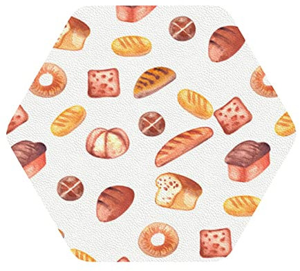 Untersetzer, bemalt, Brot, bedruckt, Leder, 6 Stück, lustiges Geschenk zum Einzug, für Zuhause und Küche, Büro