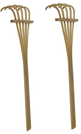 2st Fünfzähniger Bambus-Sand Hark Zubehör Zen-Garten-kit Zum Selbermachen Meditationssand-Zen-Werkzeug Sand-Zen-gartengeräte Sandspielrechen Harke Feng-Shui-rechen Kind Bonsai Mini