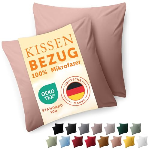 Blumtal Kissenbezug 80 x 80, 2 Stück - Oeko-TEX zert. Kissenbezüge 100% Mikrofaser in extra weich & waschmaschinenfest - Bezug Kissen 80x80 Rosa