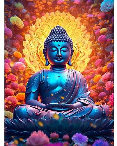 AIRDEA DIY Buddha Diamond Painting Set Erwachsene Kinder, Traumland Diamant Painting Bilder 5D Fantasie Diamant Kunst Blumen Diamant Malerei Set Cross Stickerei Malerei Kits für Heimdekor 30x40 cm