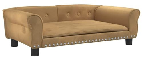 vidaXL Hundebett, Hundekissen mit weicher Polsterung, Hundesofa Hundecouch für kleine Hunde Haustiere, Haustierbett Katzenbett, Braun Samt