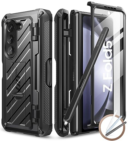 SUPCASE Unicorn Beetle Pro Hülle für Galaxy Z Fold 5 5G (2023), [Integrierter Stifthalter] Bumper Case Robust Schutzhülle mit Displayschutzfolie und Ständer (Schwarz)